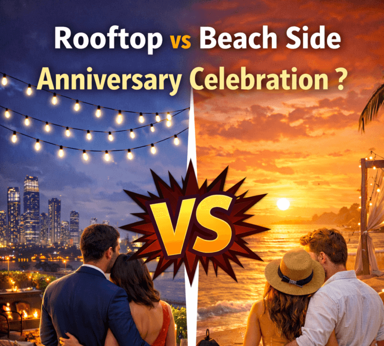 Rooftop vs Beach Side Anniversary Celebration